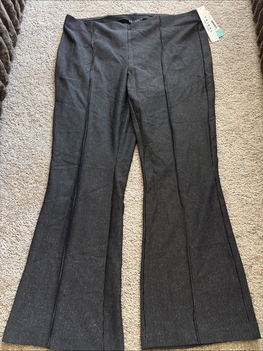 Tribalโ pull on ponte micro flare ankle pant with front pin tuck